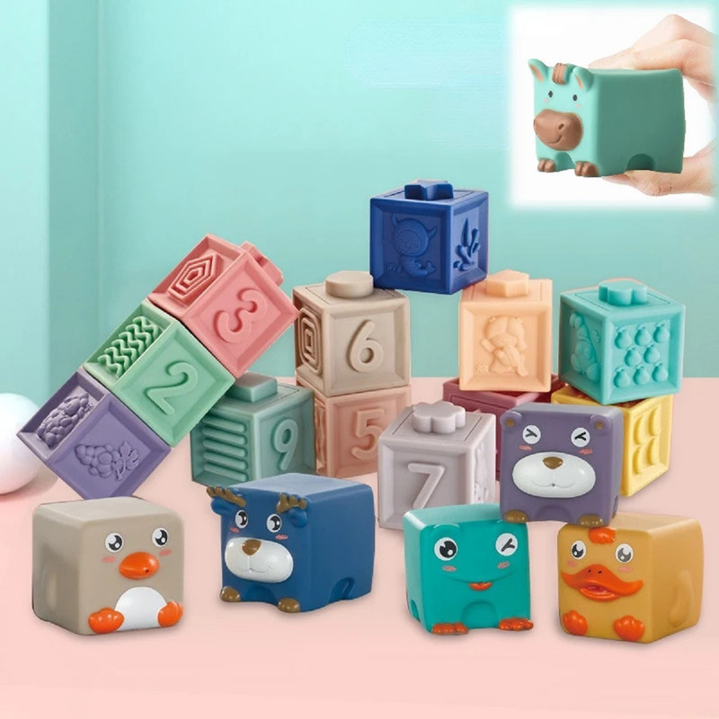 BLOQUES A95X JUGUETE 6 PIEZAS APILABLE DIVERTIDO SILICONA NIÑOS LAU - 7