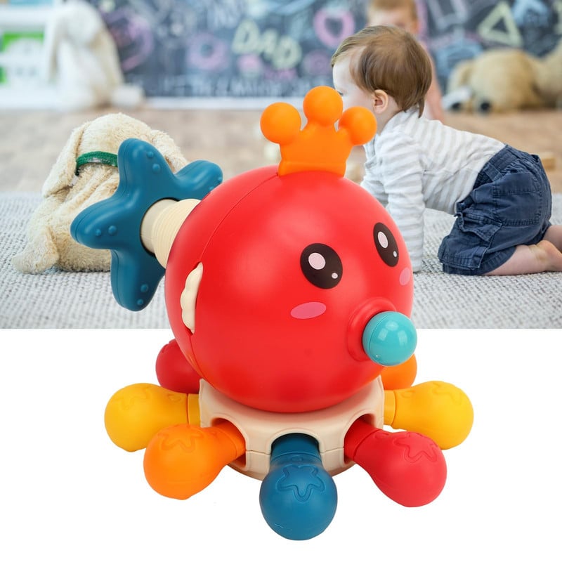 JUGUETE INTERACTIVO A95X PULPO MULTIFUNCIONAL SENSORIAL MORDEDOR SONAJERO LAU MULTICOLOR - 3
