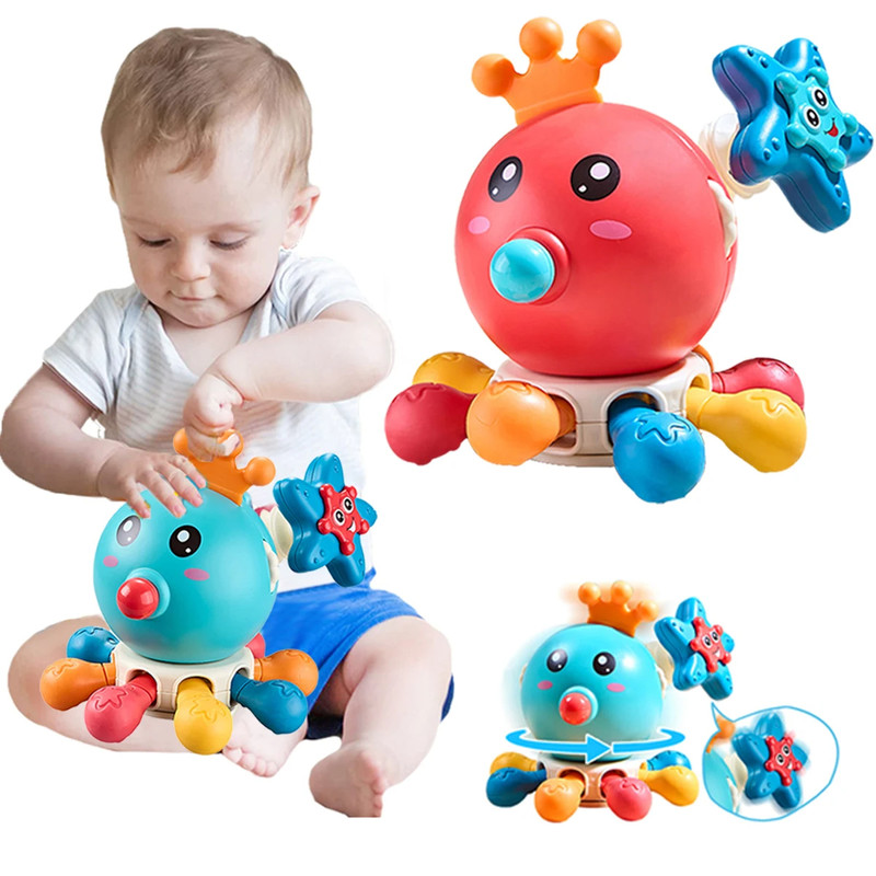 JUGUETE INTERACTIVO A95X PULPO MULTIFUNCIONAL SENSORIAL MORDEDOR SONAJERO LAU MULTICOLOR - 9