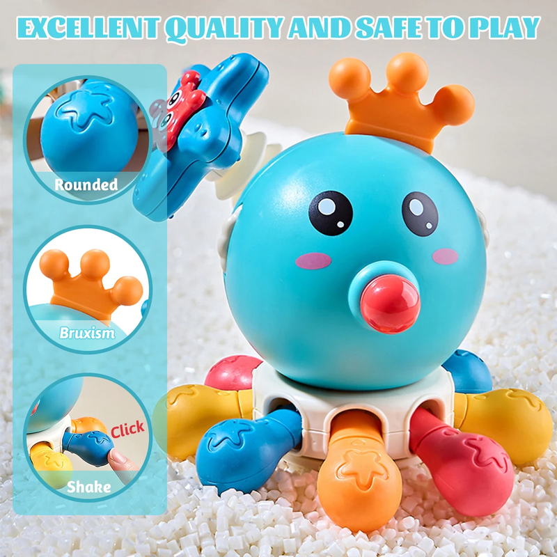 JUGUETE INTERACTIVO A95X PULPO MULTIFUNCIONAL SENSORIAL MORDEDOR SONAJERO LAU MULTICOLOR - 10