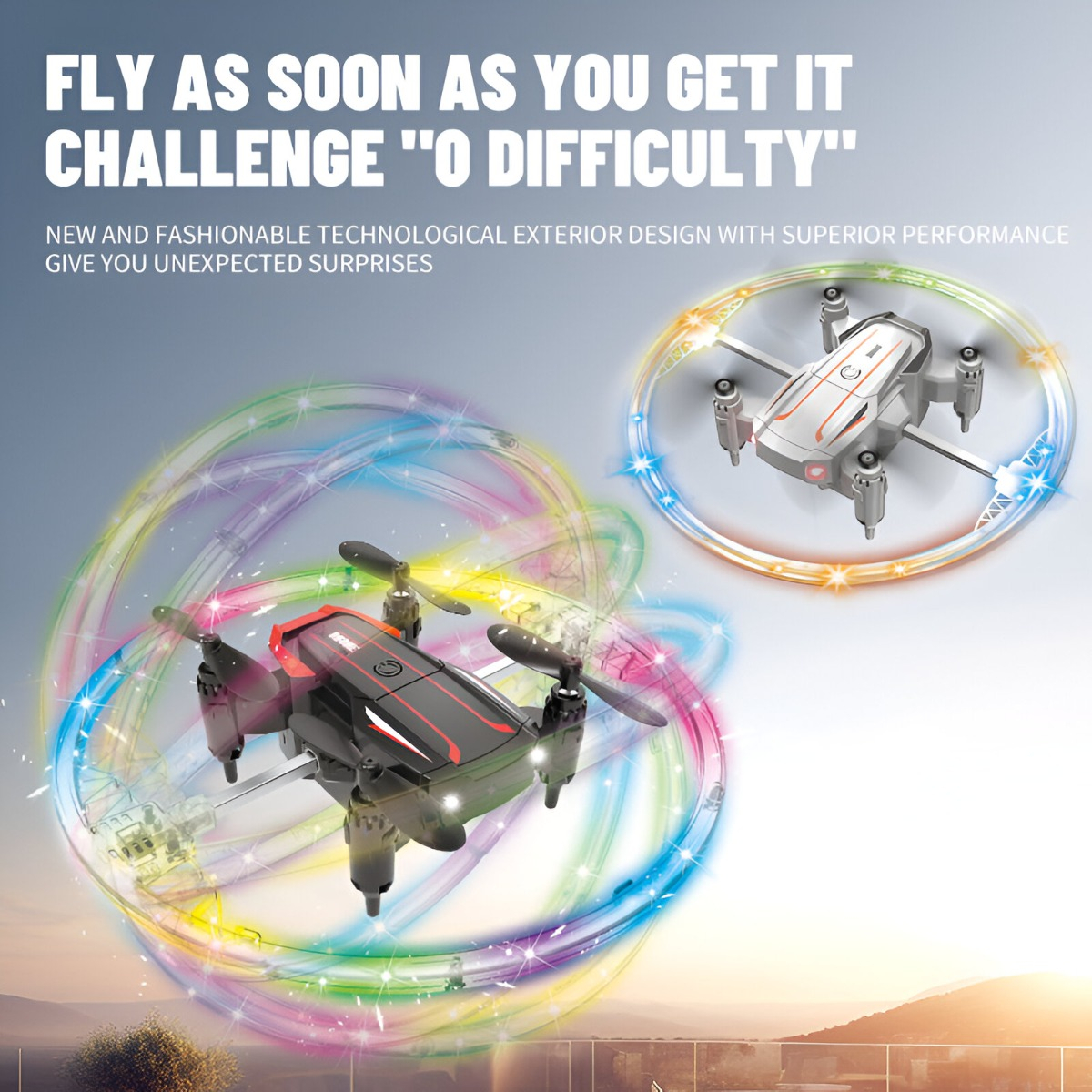 DRONE SC ARO LUZ CONTRO REMOTO NIÑOS LUCES COLORIDAS LAU - 5