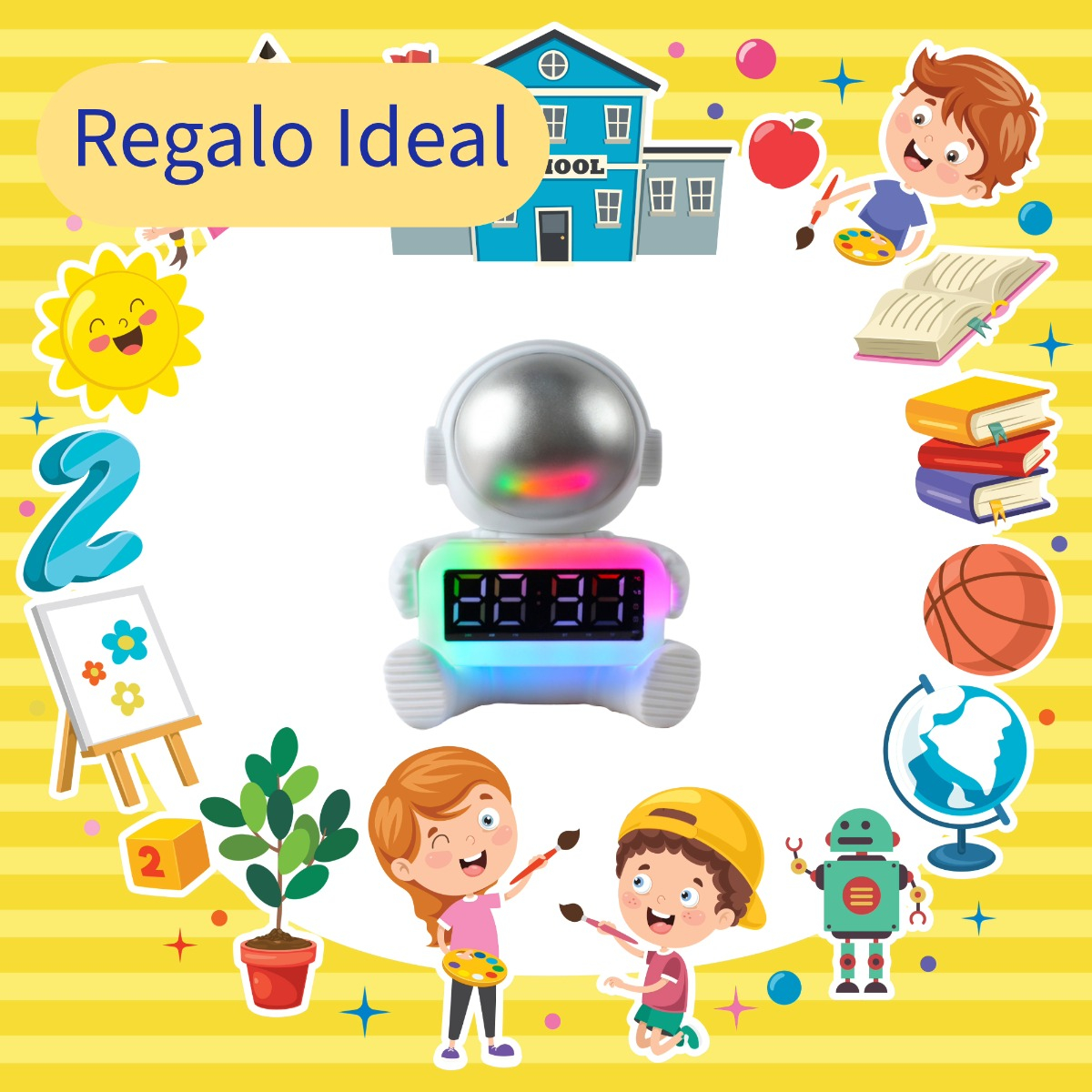 RADIO DESPERTADOR ASTRONAUTA DECORA MUSICA RECARGABLE LAU - 9