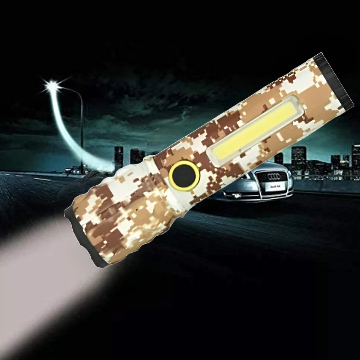 LINTERNA MANO SC CAMUFLAJE MILITAR ZOOM RECARGABLE CAMPING LAU - 2