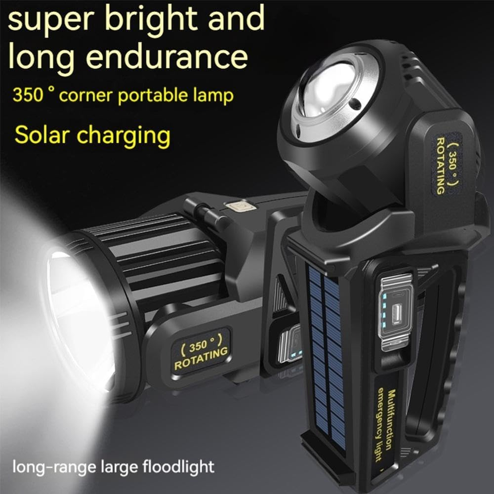 LINTERNA MANO SC 350 FOCOS SOLAR RECARGABLE IMPERMEABLE CAMPING LAU - 7