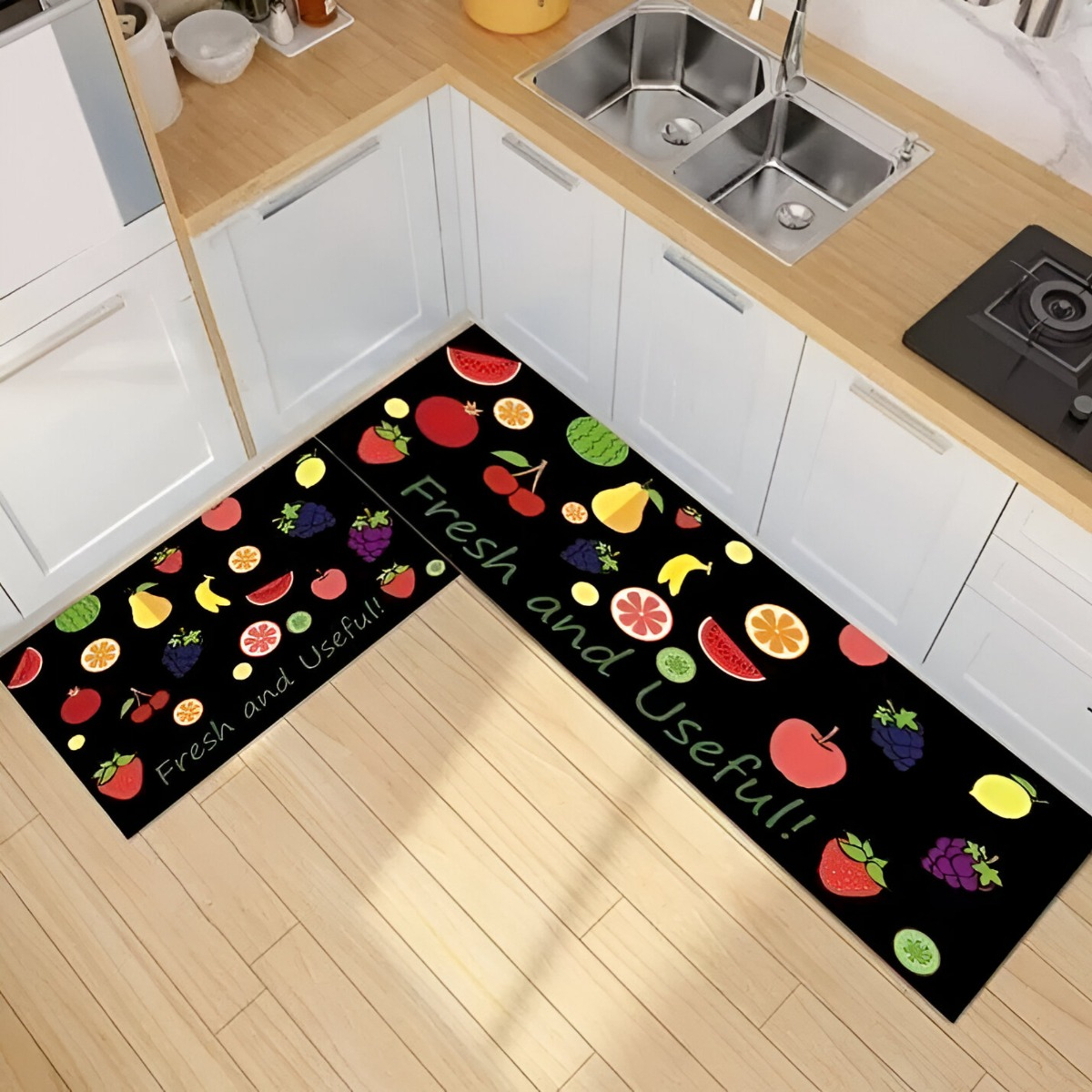 ALFOMBRA CONTEMPORÁNEA MODERNA COCINA PISO ENTRADA ANTIDESLIZANTE 2 PIEZAS JHN 60 X 40 CM - 3