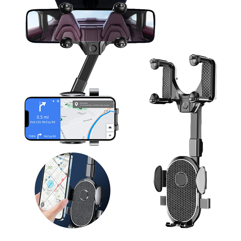 SET 2 SOPORTE UNIVERSAL TELEFONO ROTACION 360 RETROVISOR LAU - 1
