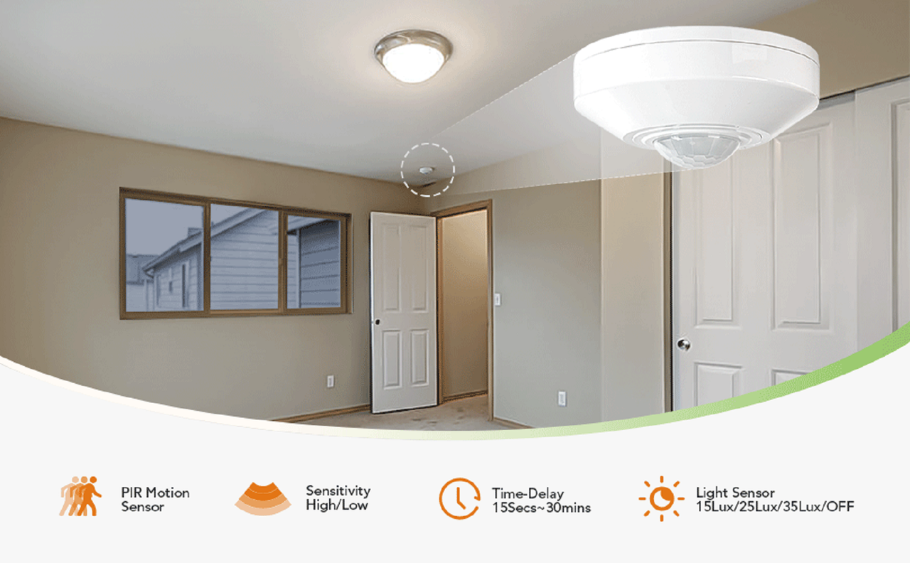 LUZ KHADLAJ SENSOR MOVIMIENTO LED INFRAROJO ANGULO 360 LAU - 2