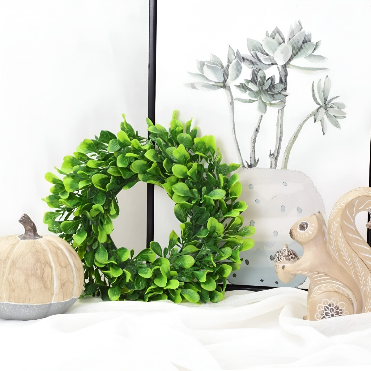 SET DE 2 CORONA ARTIFICIAL PUERTA DECORATIVA EUCALIPTO JHN - 7