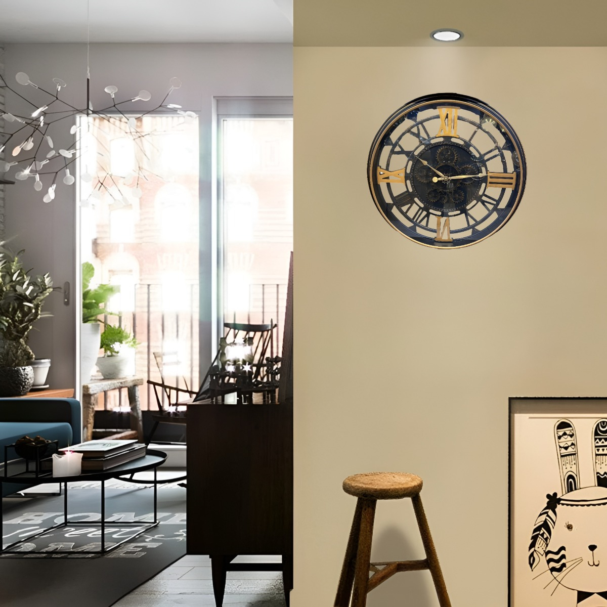 RELOJ PARED RETRO ENGRANAJES REDONDO DECORATIVO JHN - 2