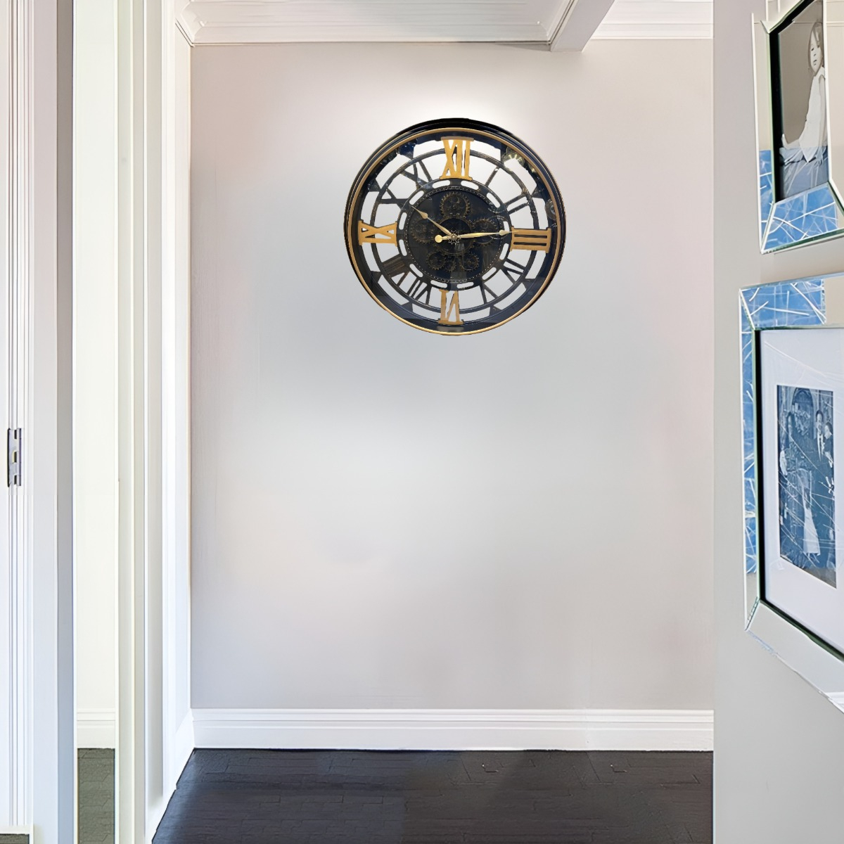 RELOJ PARED RETRO ENGRANAJES REDONDO DECORATIVO JHN - 4