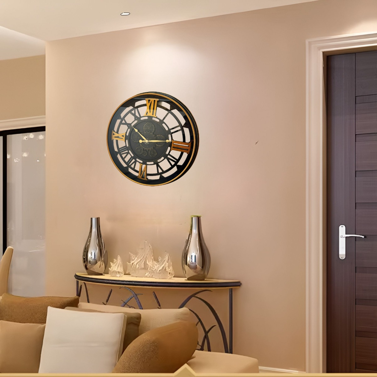 RELOJ PARED RETRO ENGRANAJES REDONDO DECORATIVO JHN - 8