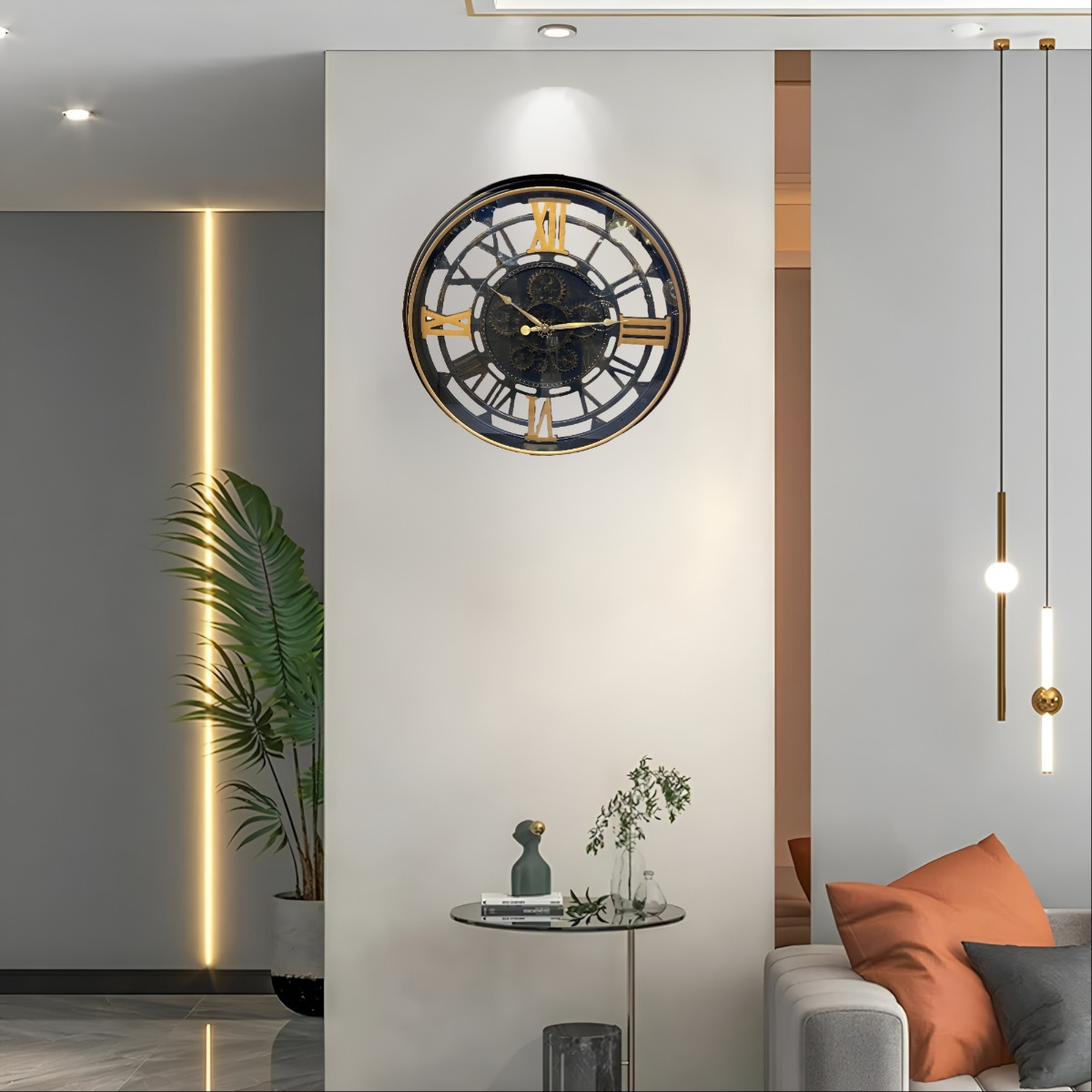 RELOJ PARED RETRO ENGRANAJES REDONDO DECORATIVO JHN - 9