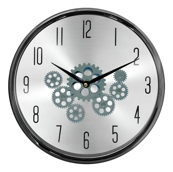 RELOJ PARED MECANISMO GIRATORIO ESTILO INDUSTRIAL GRIS JHN - 1