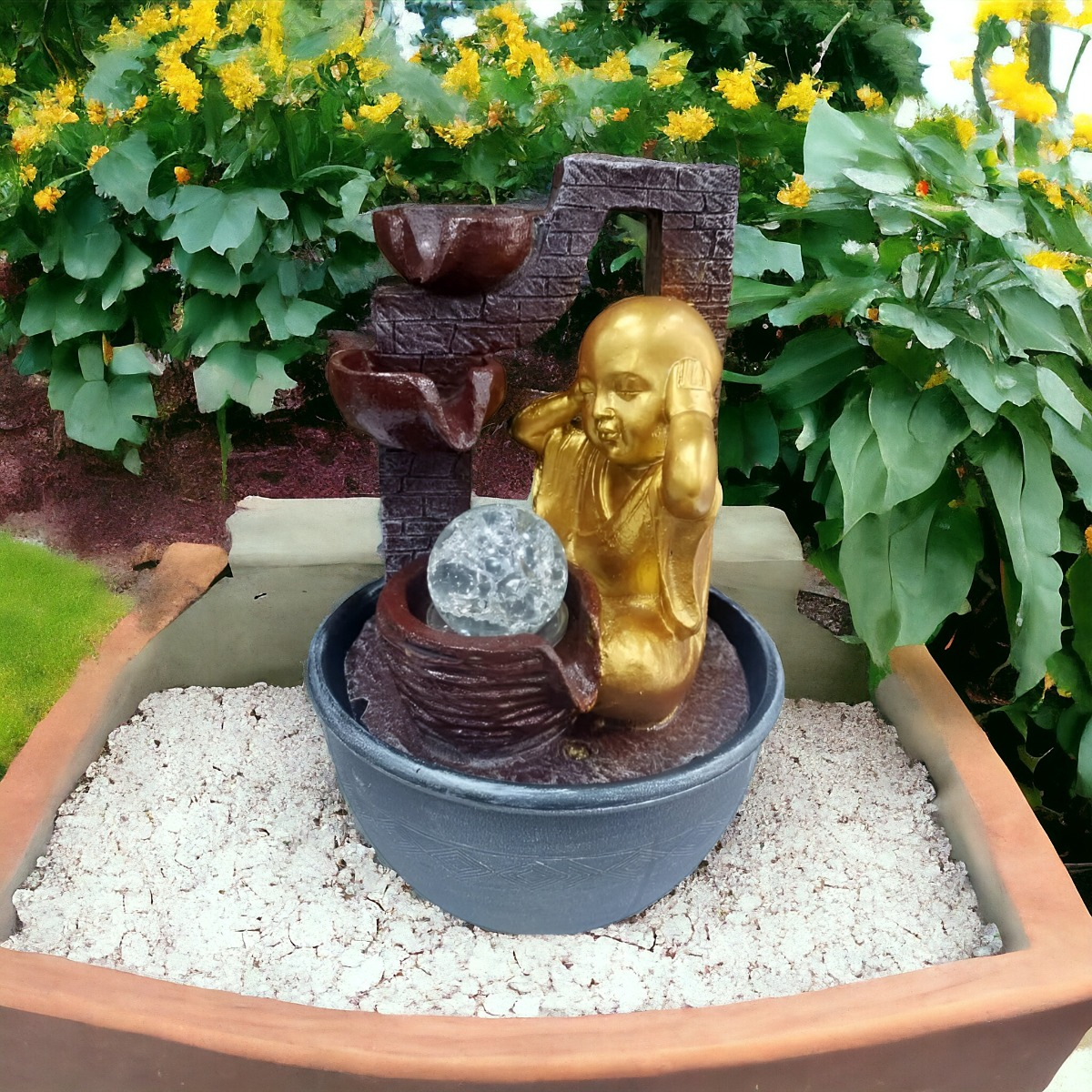 FUENTE DE AGUA MONJE PEQUEÑO ZEN ADORNOS DECORATIVA JHN - 5