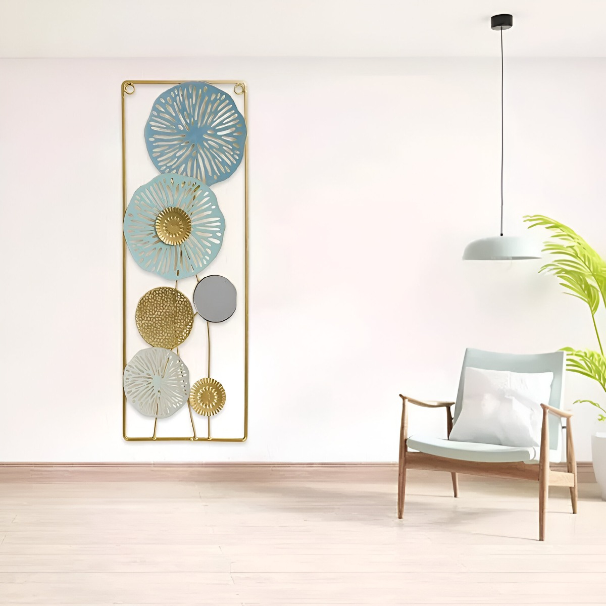DECORACIÓN ESPEJO PARED METAL LIGERO MODERNO ELEGANTE JHN - 2