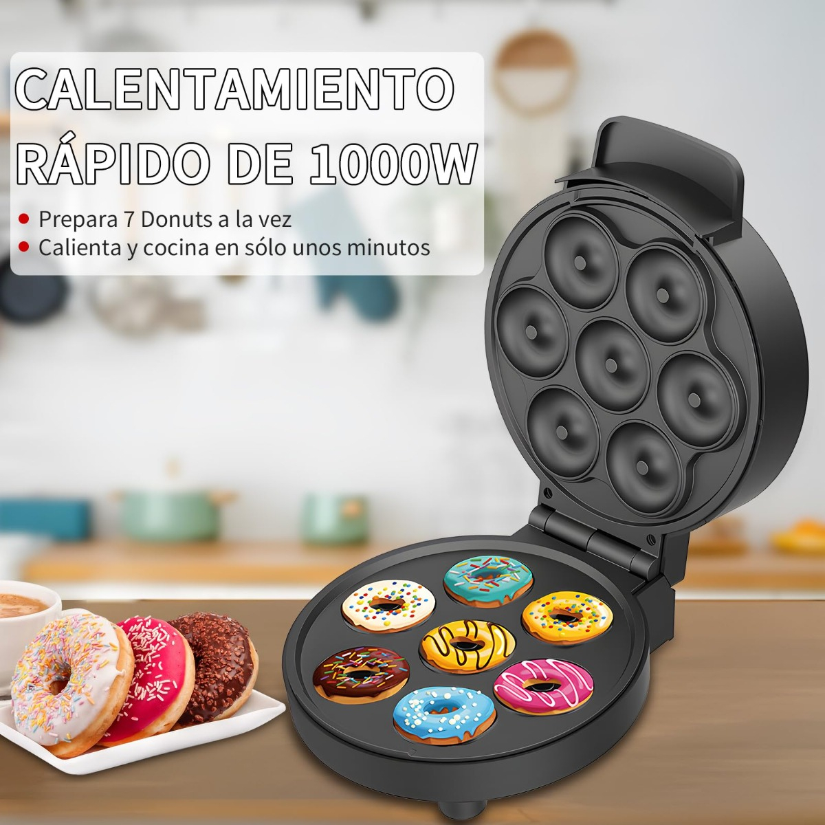 MINI MAQUINA DONUTS ANTIADHERENTE 1000W COCINA HORNEA LAU - 9