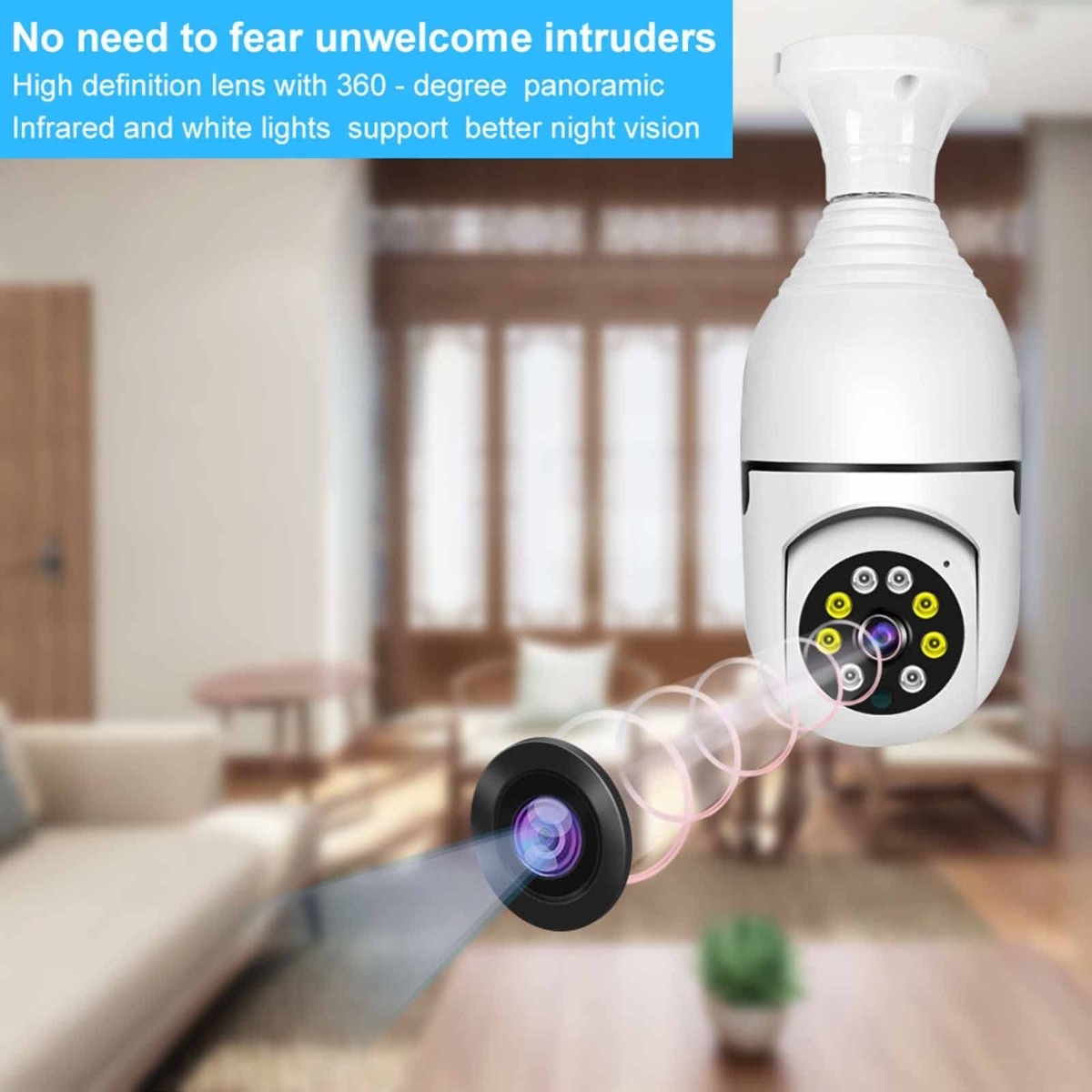 CAMARA SEGURIDAD FORMA BOMBILLA WIFI INALAMBRICA LAU - 5