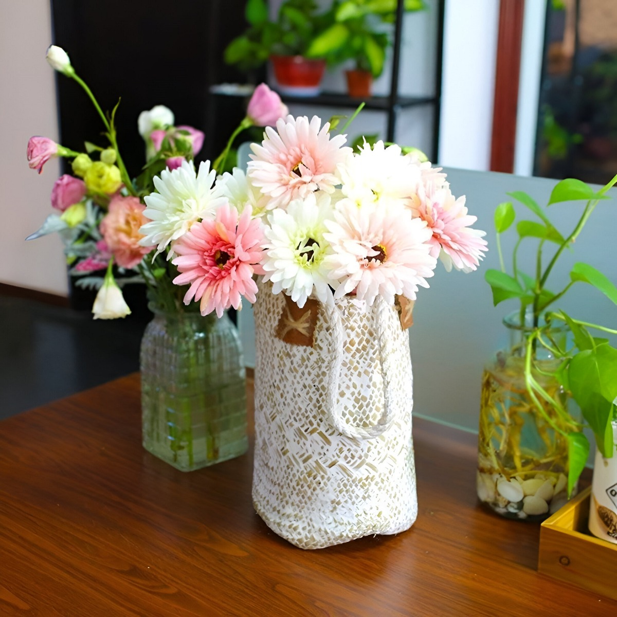 MARGARITAS ARTIFICIALES DECORATIVAS GERBERA SET DE 3 JHN - 3