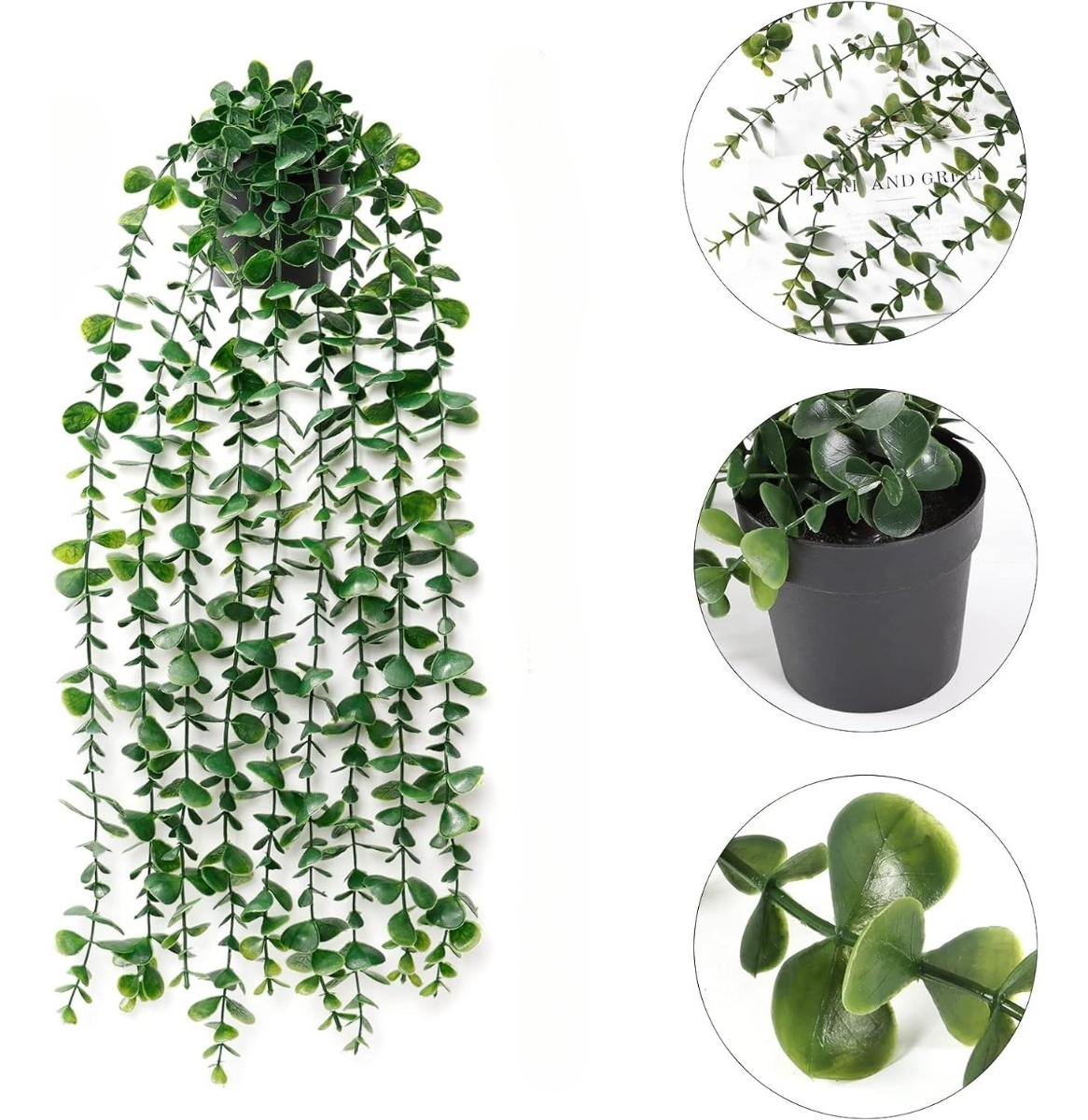 SET DE 2 PLANTA ARTIFICIAL MACETA COLGANTE VERDE PARED JHN - 1