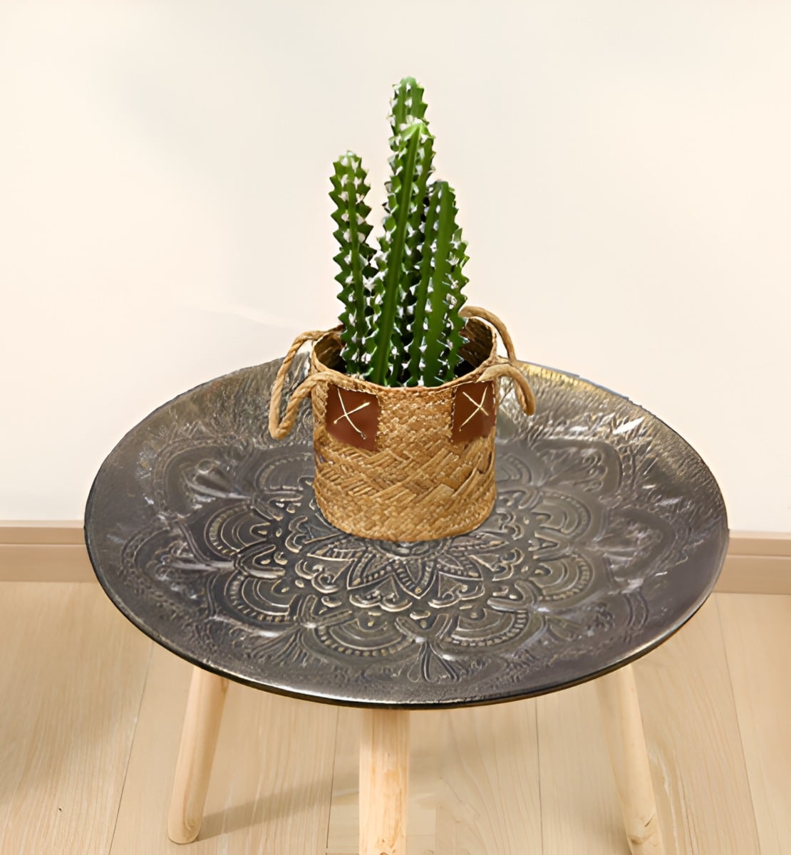 SET 3 MESAS DECORATIVAS DISEÑO VINTAGE DORADO ENVEJECIDO JHN - 6