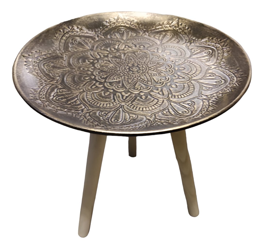 SET 3 MESAS DECORATIVAS DISEÑO VINTAGE DORADO ENVEJECIDO JHN - 7