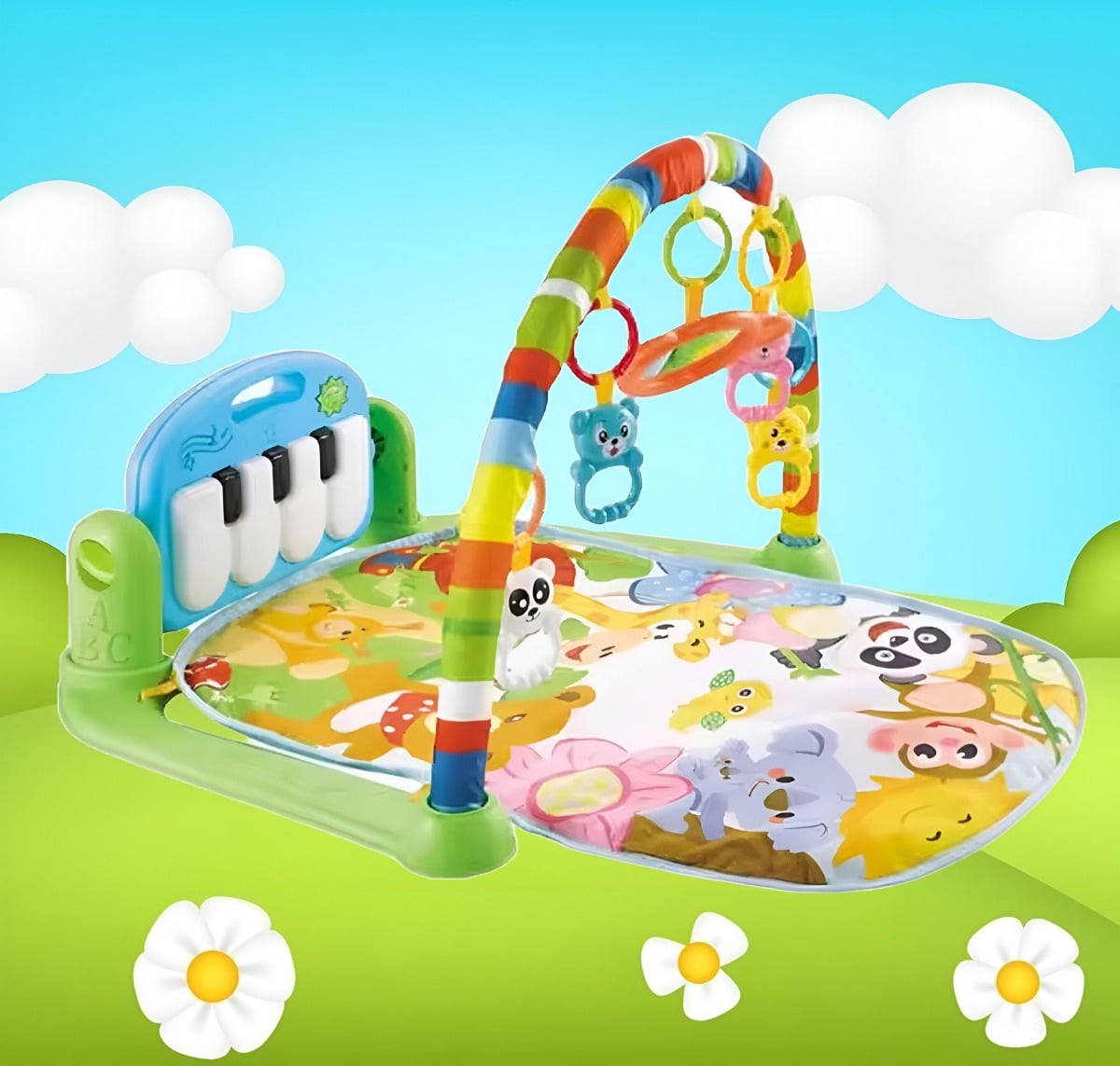 TAPETE MULTICOLOR JUEGO BEBÉ ACTIVIDADES PIANO GIMNASIO MÚSICA LUZ JHN - 8