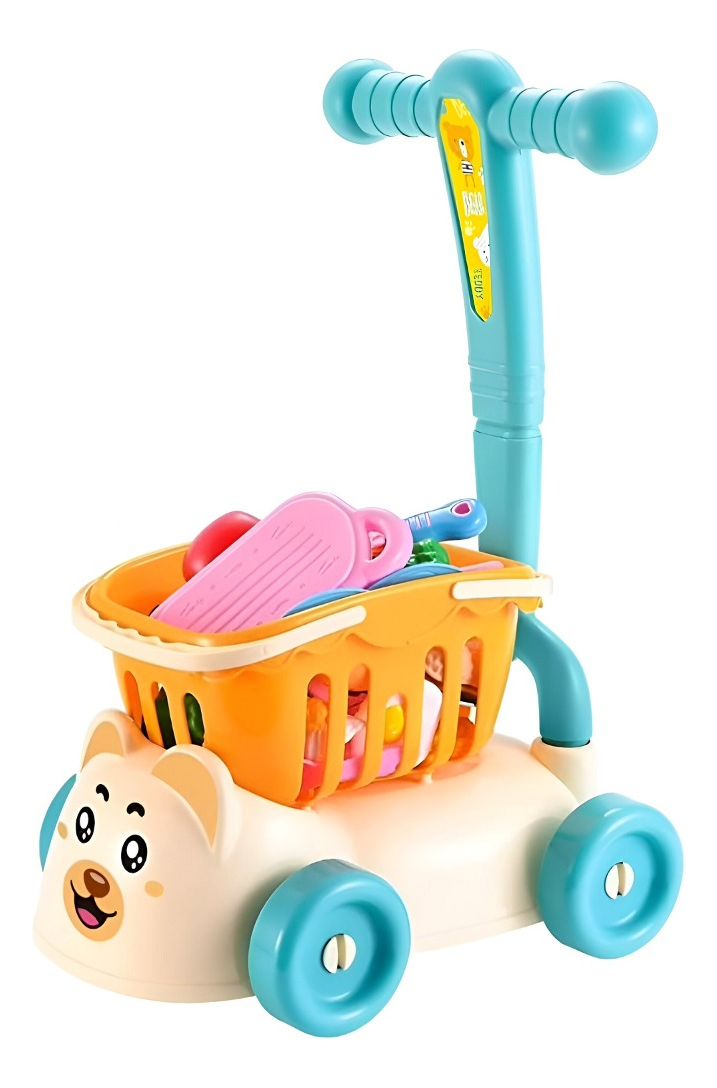 CARRITO COMPRAS JUGUETE ALIMENTOS SIMULAR CESTA 2EN1 JHN - 1
