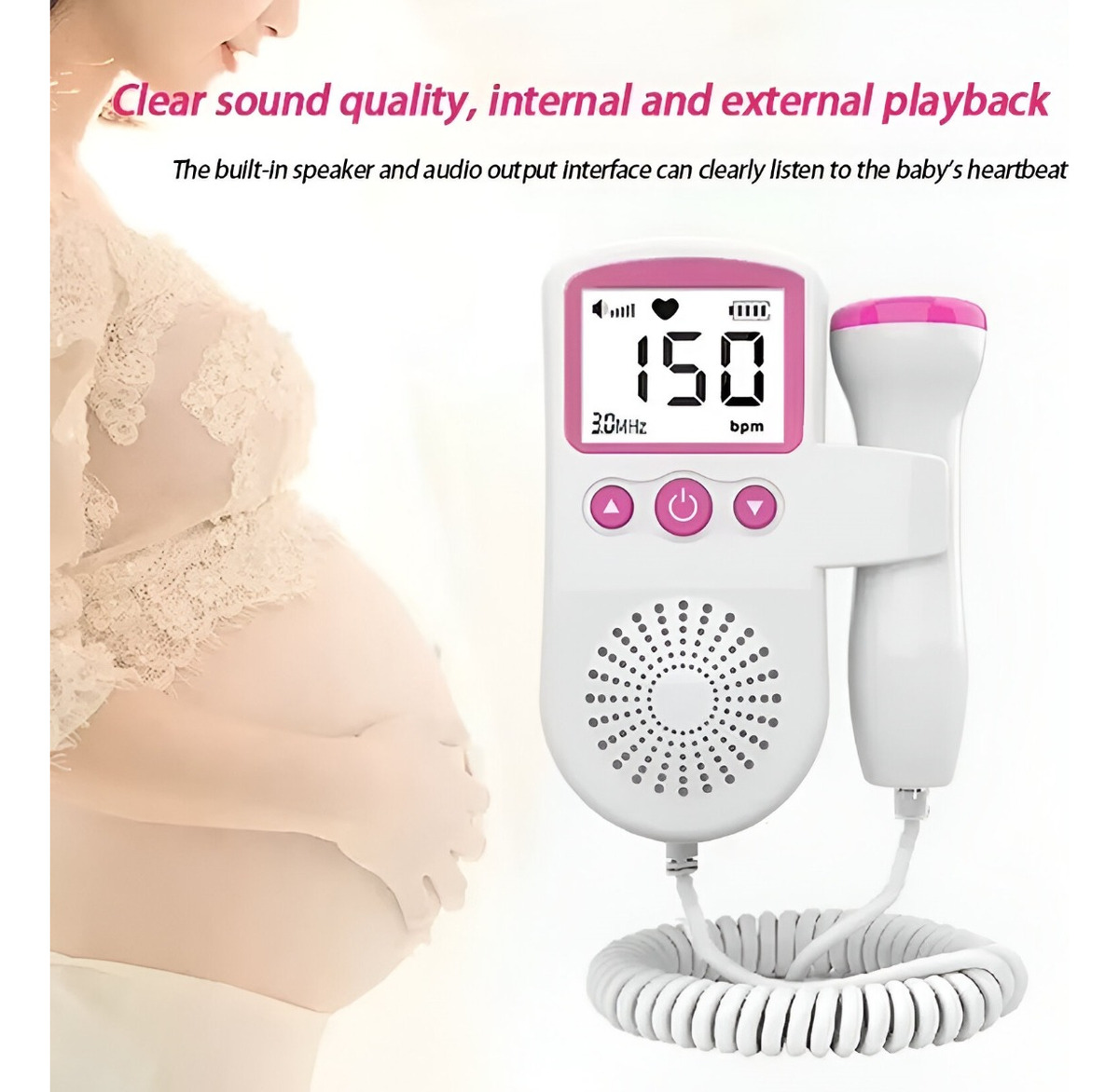 ECÓGRAFO DOPPLER FETAL MULTICOLOR PORTÁTIL LATIDOS CORAZÓN BEBÉ JHN - 7