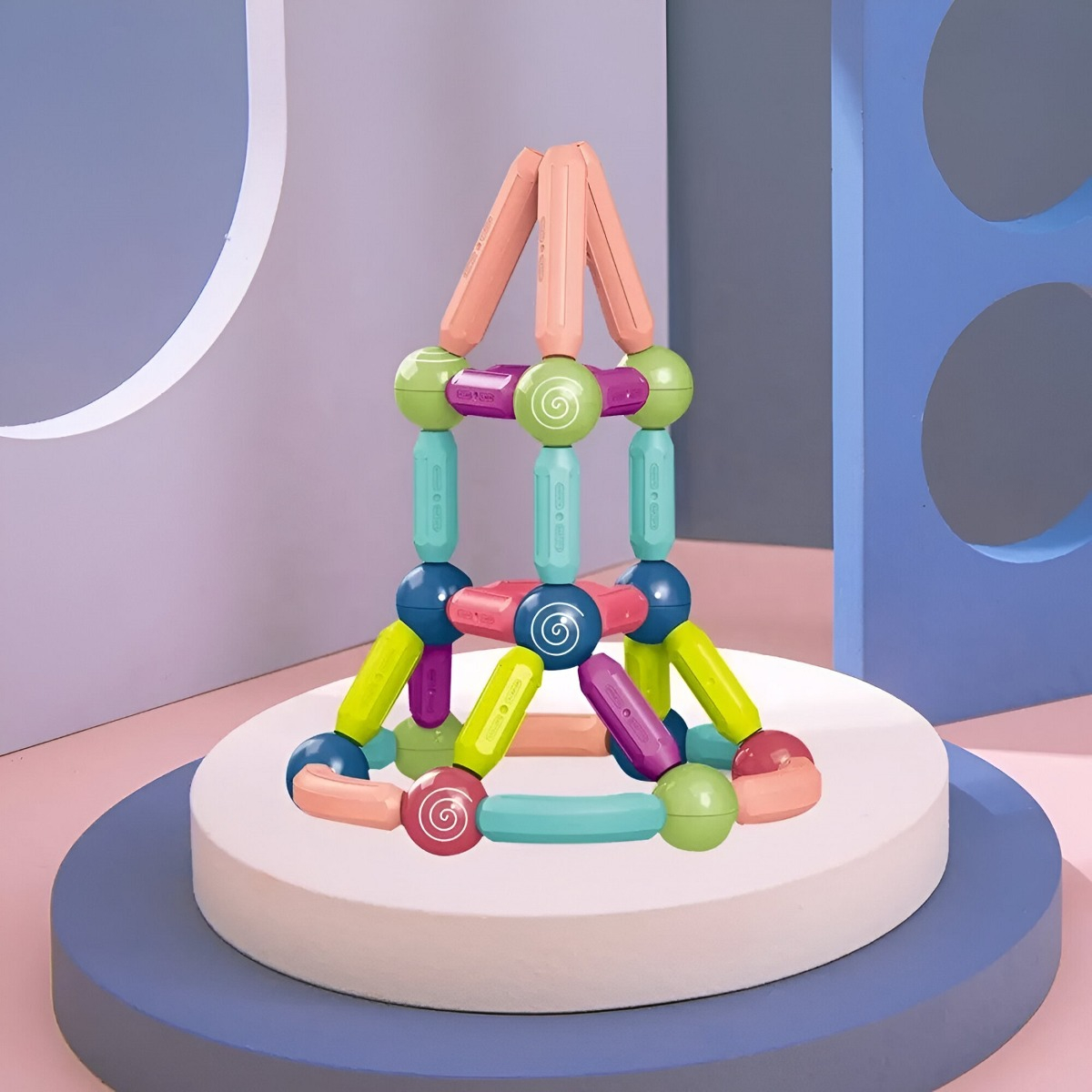 BLOQUES CONSTRUCCIÓN MULTICOLOR MAGNÉTICOS JUGUETES BOLAS VARILLAS JHN - 10