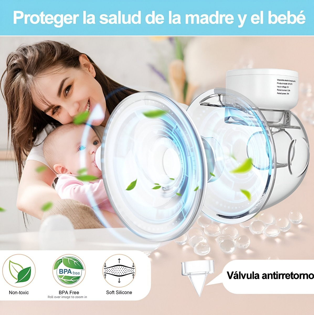 EXTRACTOR LECHE SACALECHE MATERNA DOBLE PORTÁTIL LED JHN MULTICOLOR - 3