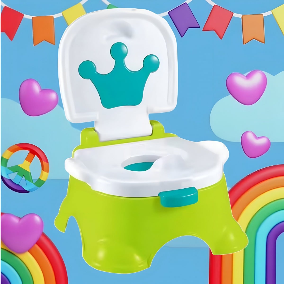 INODORO PORTÁTIL PELELA BEBÉS NIÑOS MUSICAL ORINAL JHN MULTICOLOR - 2
