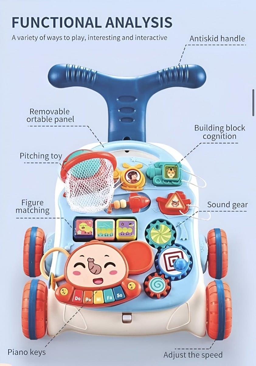 ANDADOR MULTIFUNCIONAL APRENDIZAJE BEBÉS 5EN1 MUSICAL JHN - 9