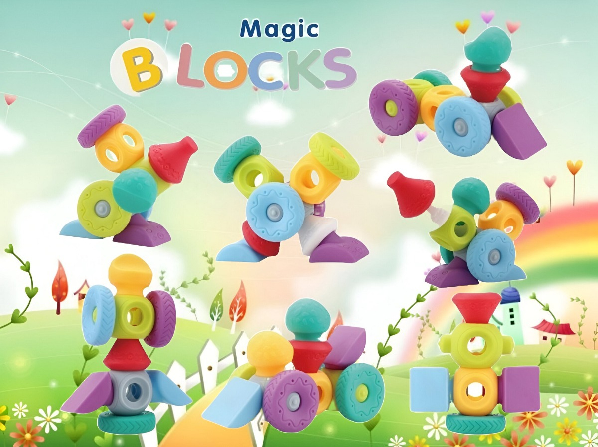 BLOQUES CONSTRUCCIÓN JUGUETE MULTICOLOR TRIDIMENSIONAL EDUCACIÓN JHN - 2