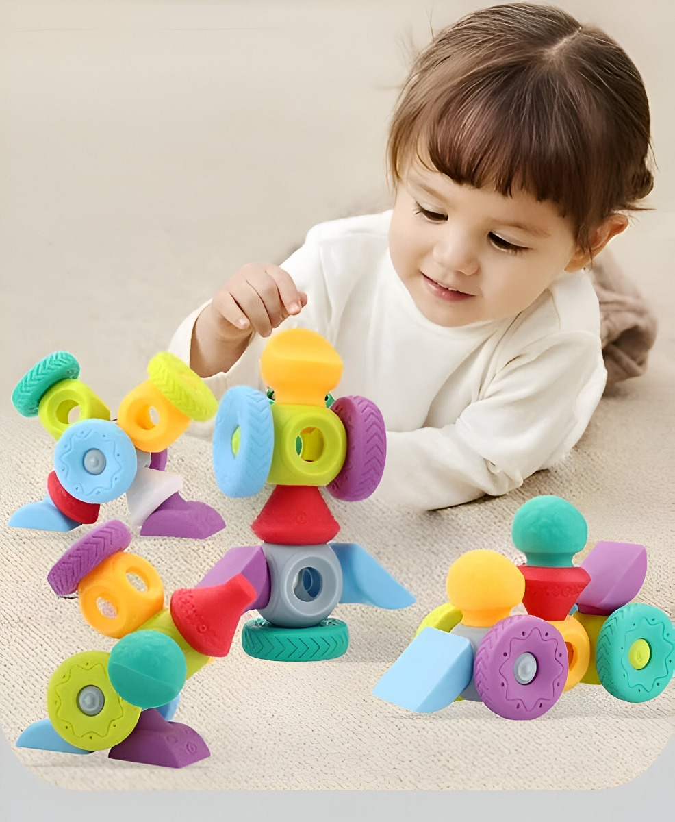 BLOQUES CONSTRUCCIÓN JUGUETE MULTICOLOR TRIDIMENSIONAL EDUCACIÓN JHN - 4