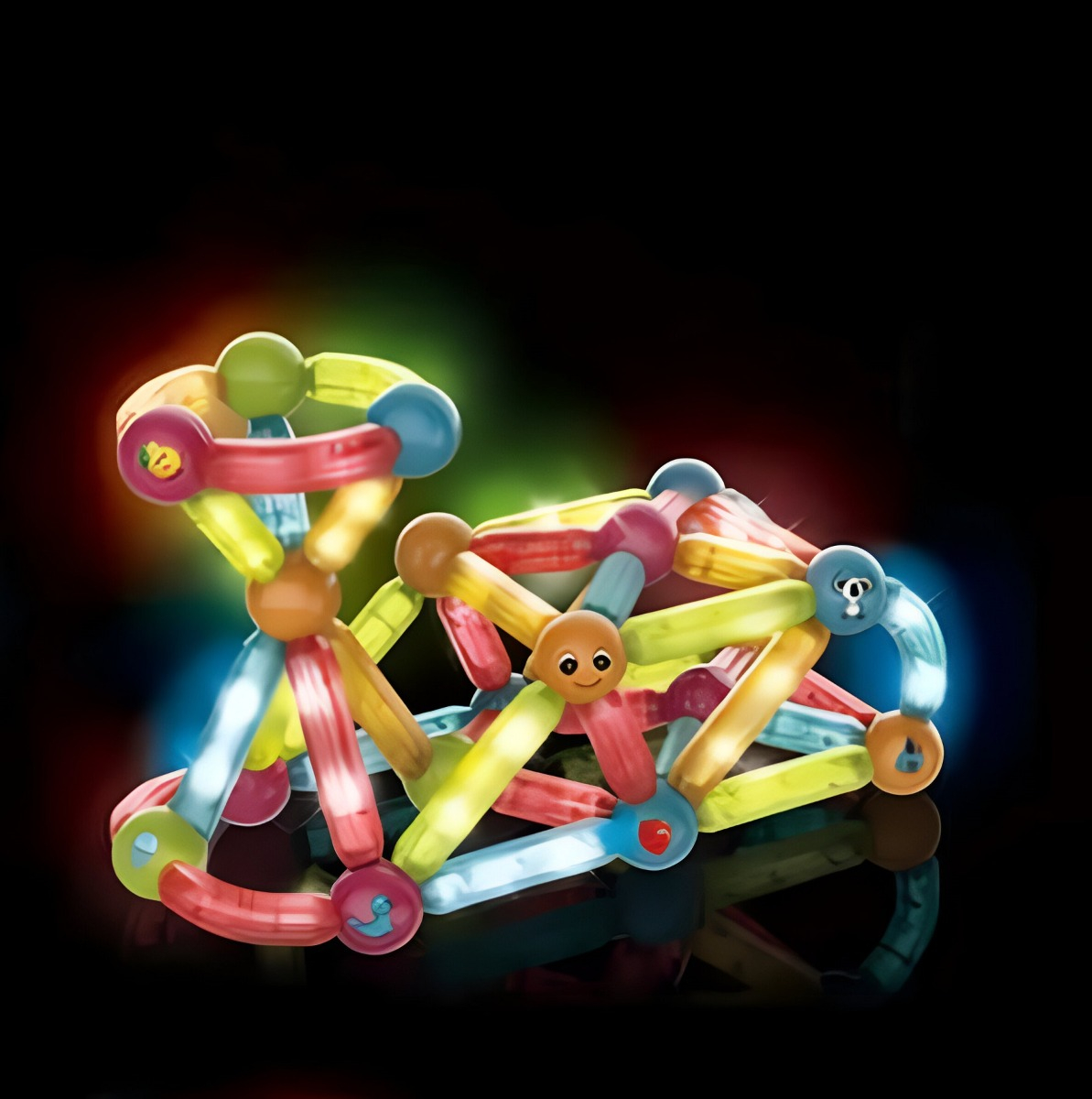 BLOQUES CONSTRUCCIÓN MULTICOLOR MAGNÉTICOS LIGERO JUEGOS LUCES JHN - 9