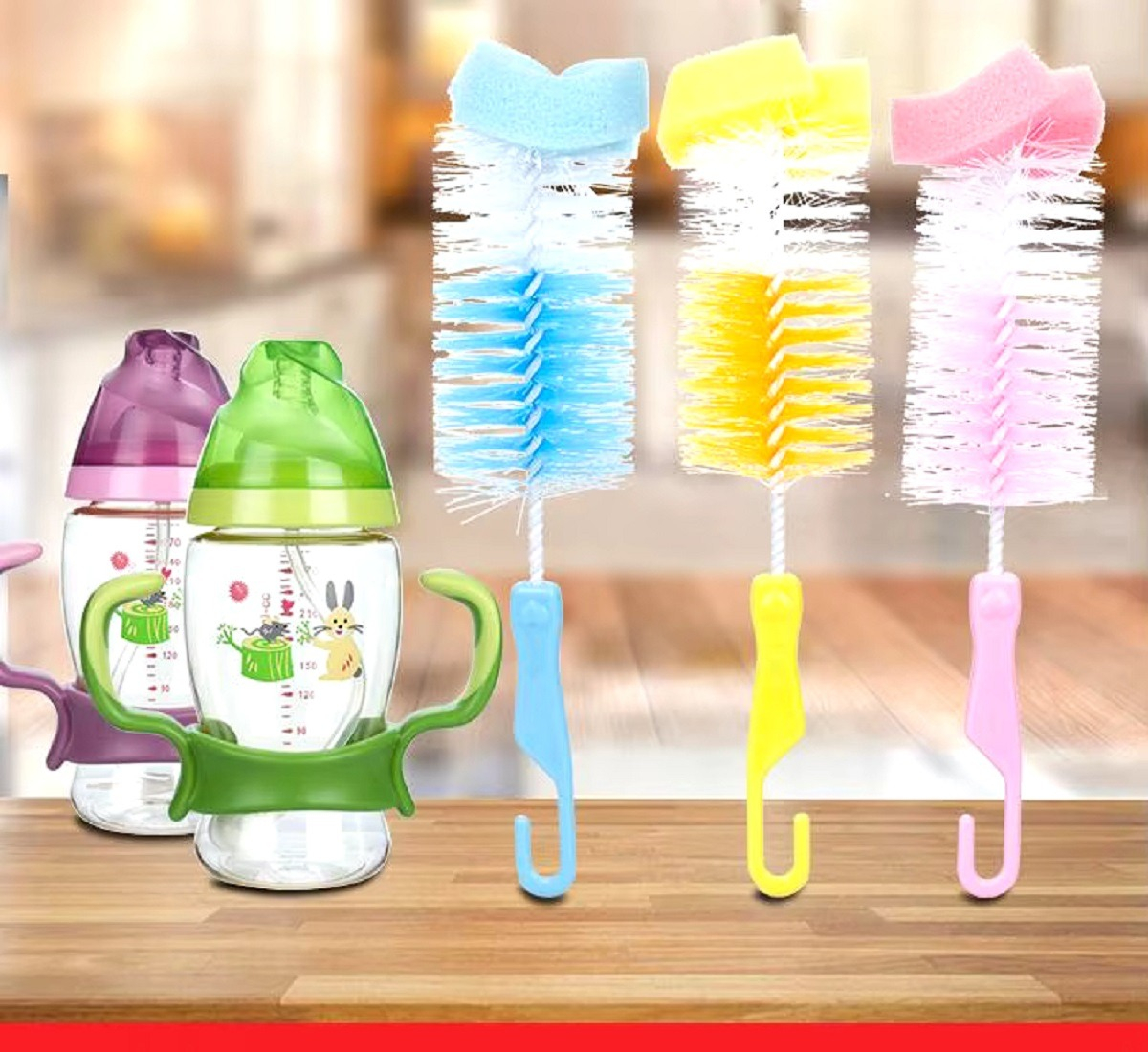 CEPILLO SET 10 LIMPIA MAMADERA BIBERÓN BOTELLAS BEBÉ LAU - 8