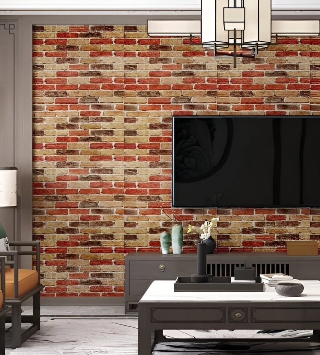 LÁMINA SET 4 PAPEL MURAL 3D PARED LADRILLO DECORATIVO JHN MULTICOLOR 77 CM - 7