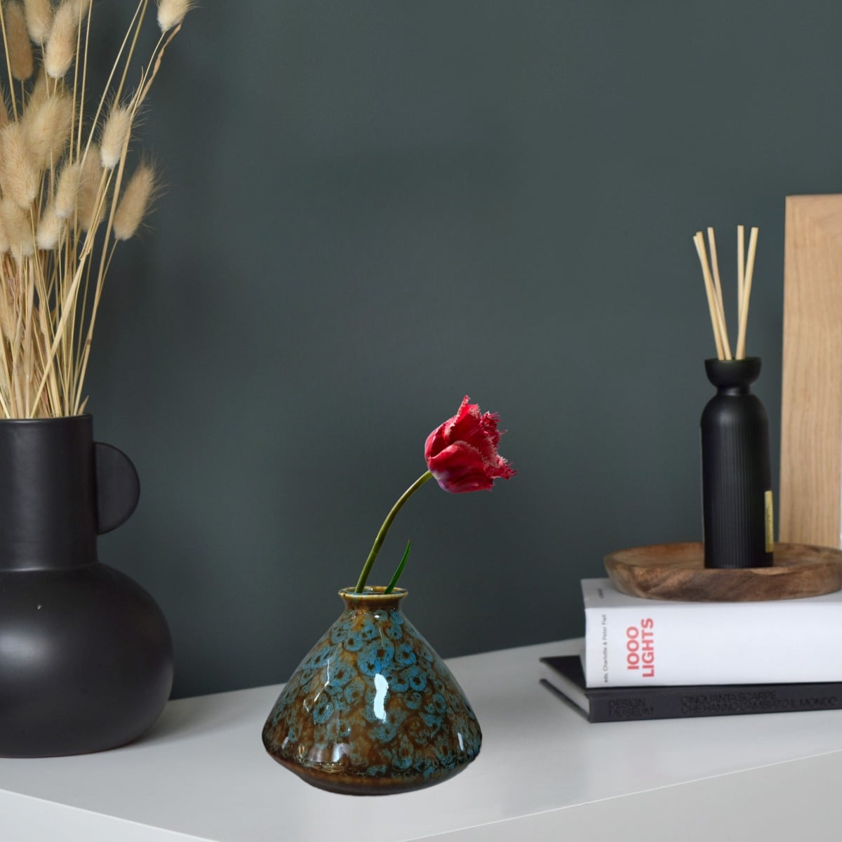 SET 3 FLORERO CERÁMICA MINI JARRÓN FLORAL DECORATIVO JHN - 5