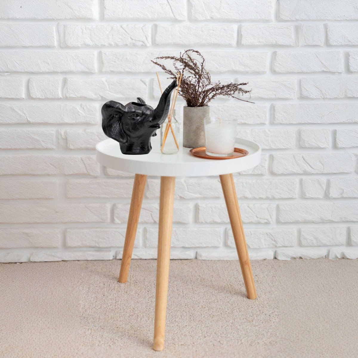 MACETA CERÁMICA ELEFANTE NEGRO DECORACIÓN JHN - 5