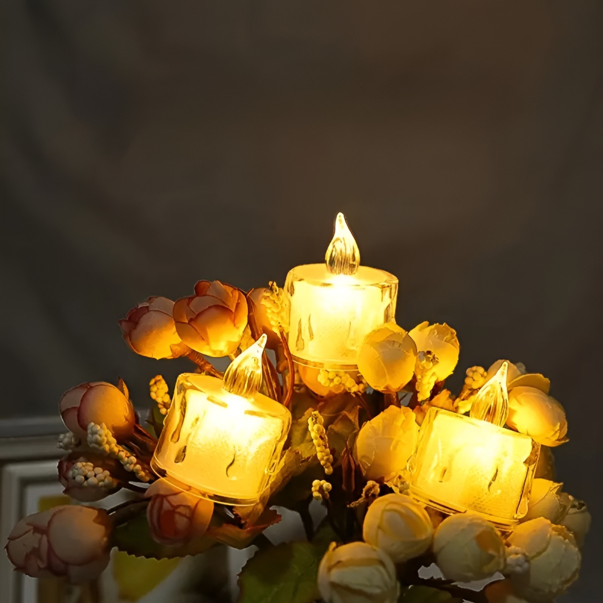 SET 16 VELAS LED DECORATIVAS SIN LLAMA CRISTAL ACRÍLICO JHN - 10