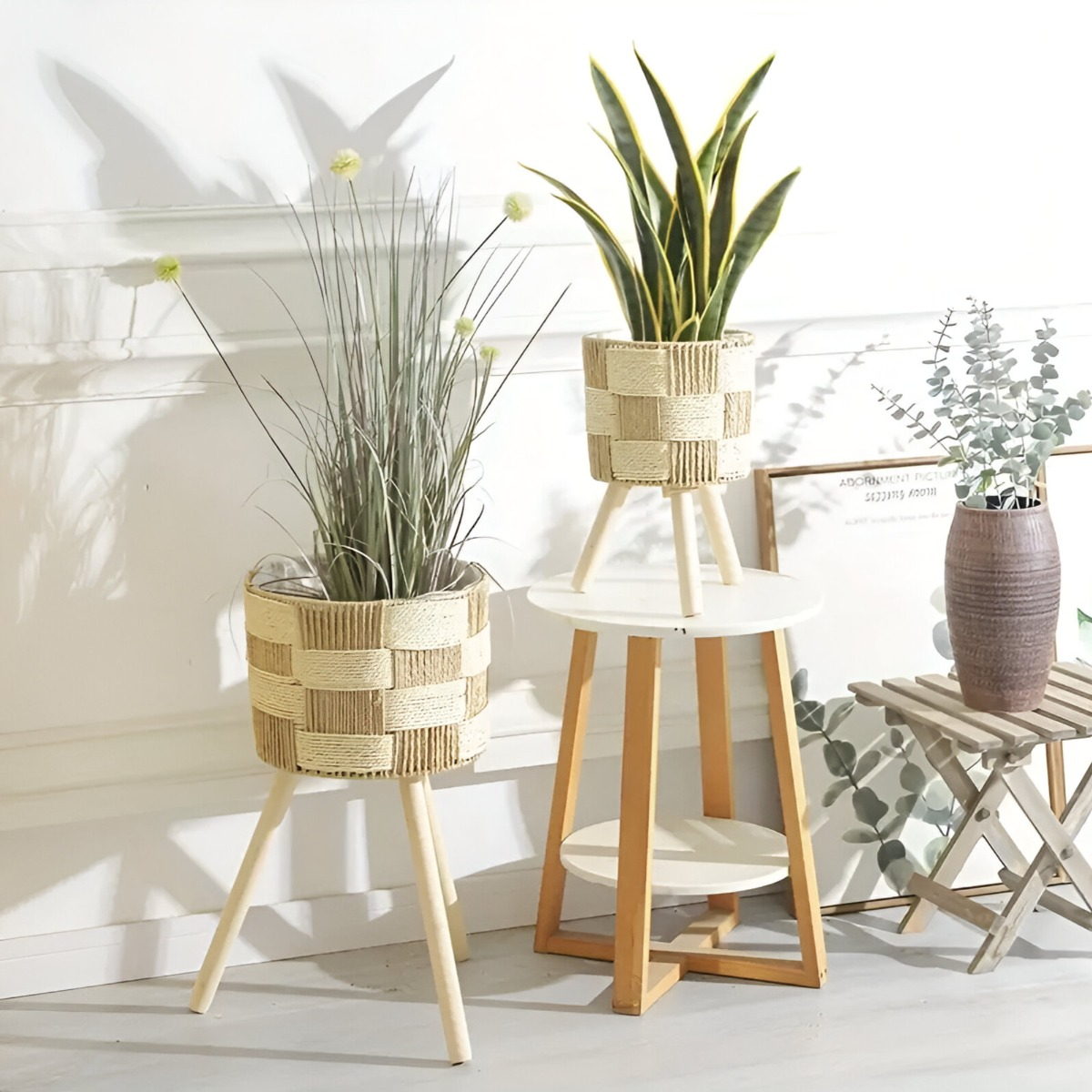 SET DE 3 MACETEROS TEJIDOS A MANO JARDÍN DECORACIÓN JHN - 8