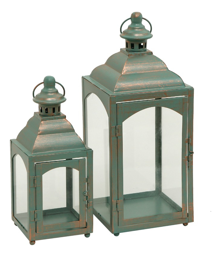 SET PORTAVELAS DECORATIVA METAL RETRO VENTANA 2 PIEZAS JHN - 1