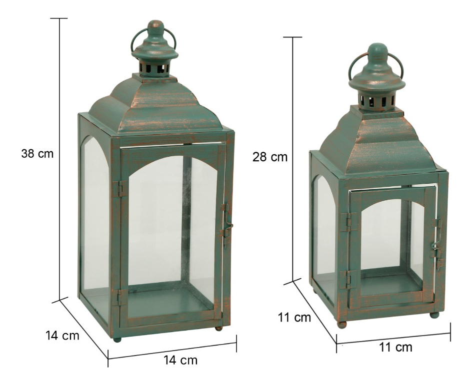 SET PORTAVELAS DECORATIVA METAL RETRO VENTANA 2 PIEZAS JHN - 9