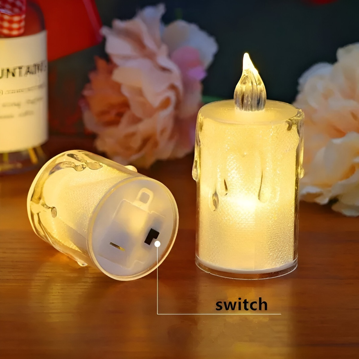 SET 9 VELAS DECORATIVAS LED CRISTAL ACRÍLICO SIN LLAMA JHN - 4
