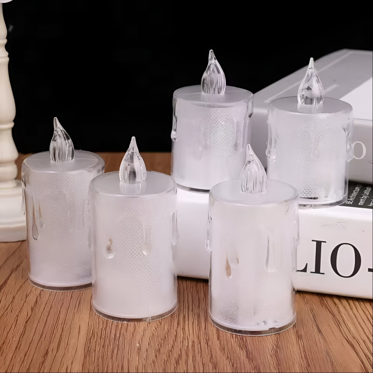 SET 9 VELAS DECORATIVAS LED CRISTAL ACRÍLICO SIN LLAMA JHN - 7