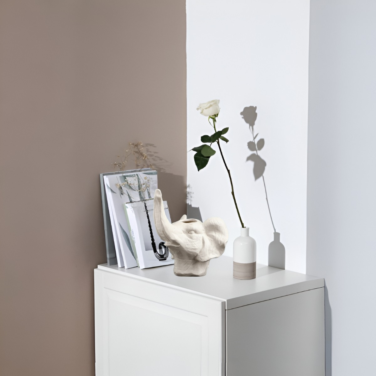 MACETA CERÁMICA ELEFANTE BLANCO DECORACIÓN JHN - 7