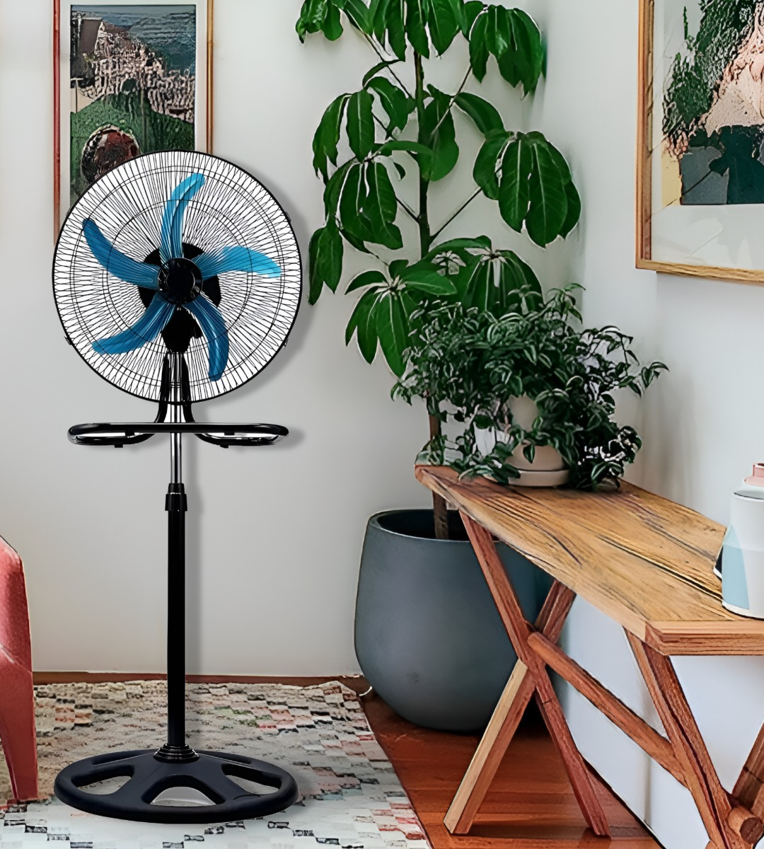 VENTILADOR PEDESTAL 3 EN 1 ALTA POTENCIA 5 ASPAS NEGRO JHN - 3