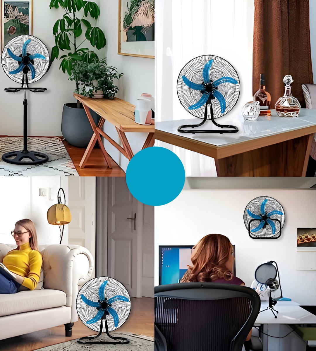 VENTILADOR PEDESTAL 3 EN 1 ALTA POTENCIA 5 ASPAS NEGRO JHN - 4