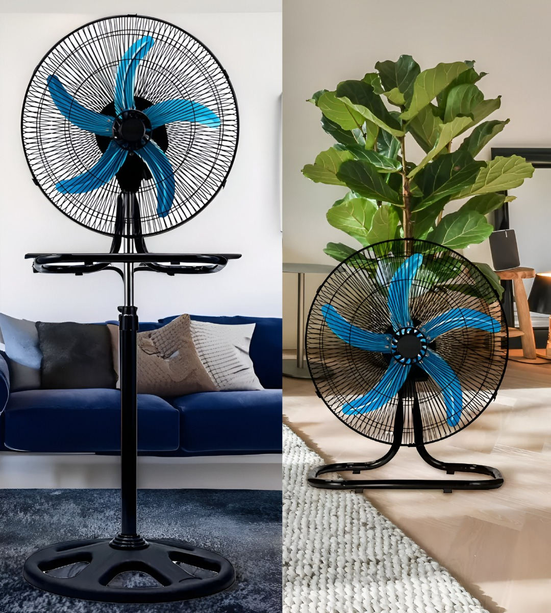 VENTILADOR PEDESTAL 3 EN 1 ALTA POTENCIA 5 ASPAS NEGRO JHN - 5