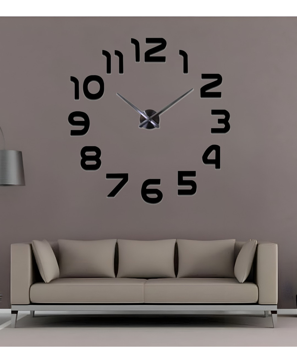 RELOJ PARA PARED 3D GRANDE NEGRO GRAN DISEÑO MODERNO JHN - 2